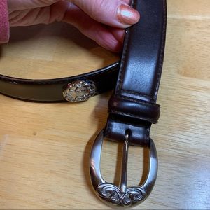 The Ritz Accessory Collection Dark Brown Leather Belt with Silver Conchos, Med.